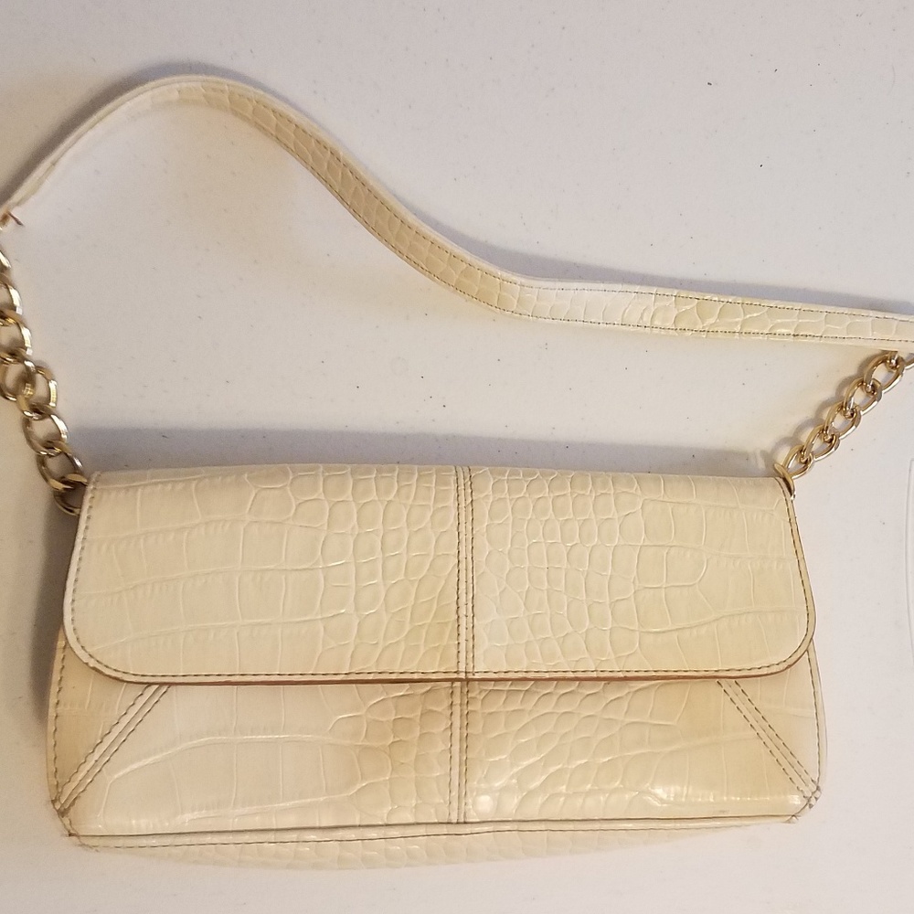 Liz Claiborne Cream Croc-Embossed Bag